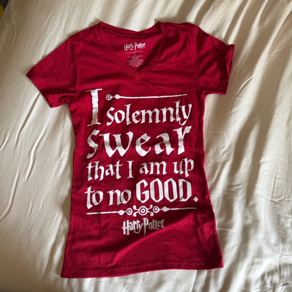 Warner Bros. Bright Red Harry Potter V-Neck Marauders Map Tee
